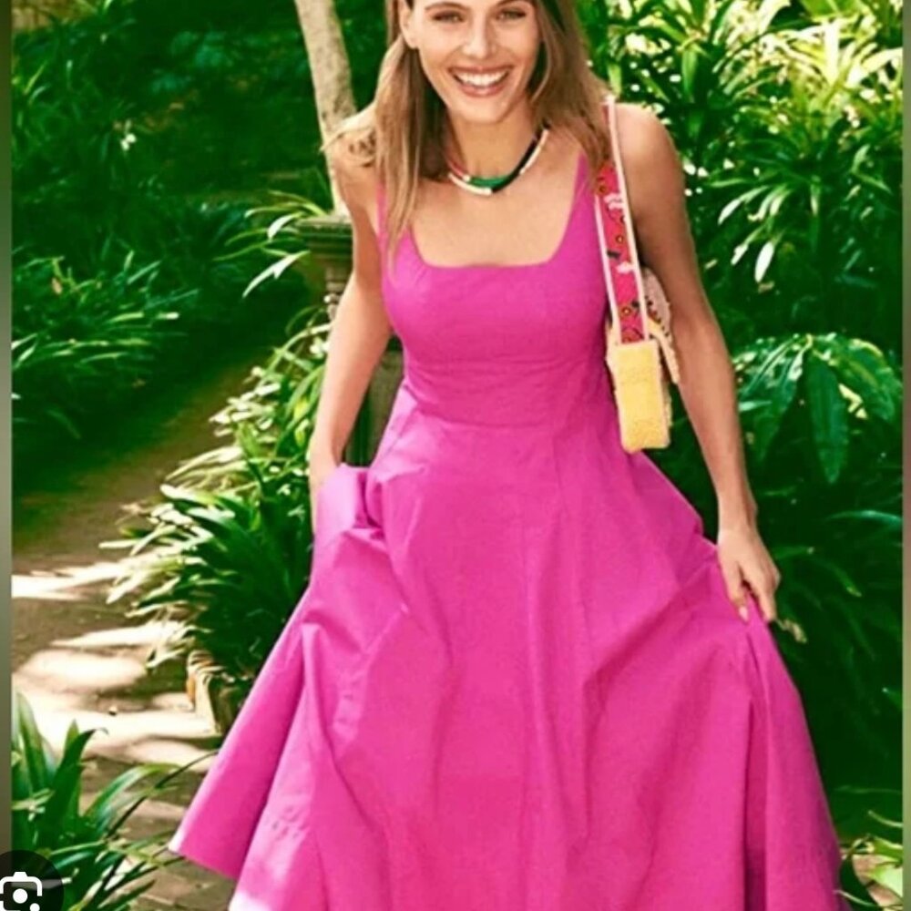 NWT Staud Wells Midi Dress Peony size 12